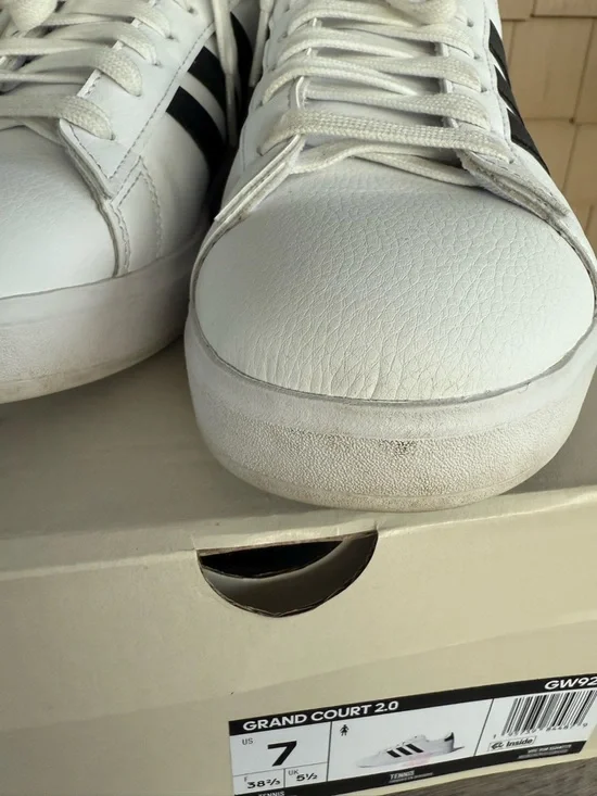 Adidas Grand Court 2.0 White Black Stripe Sneakers Women’s 7 - Picture 12 of 14